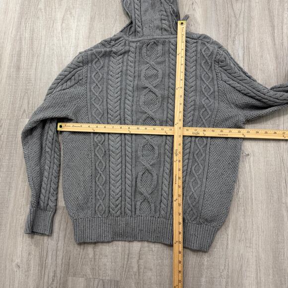 LL Bean Heritage Fisherman Sweater Henley Hoodie Mens XL Gray Soft Cotton 518210 - Picture 7 of 8